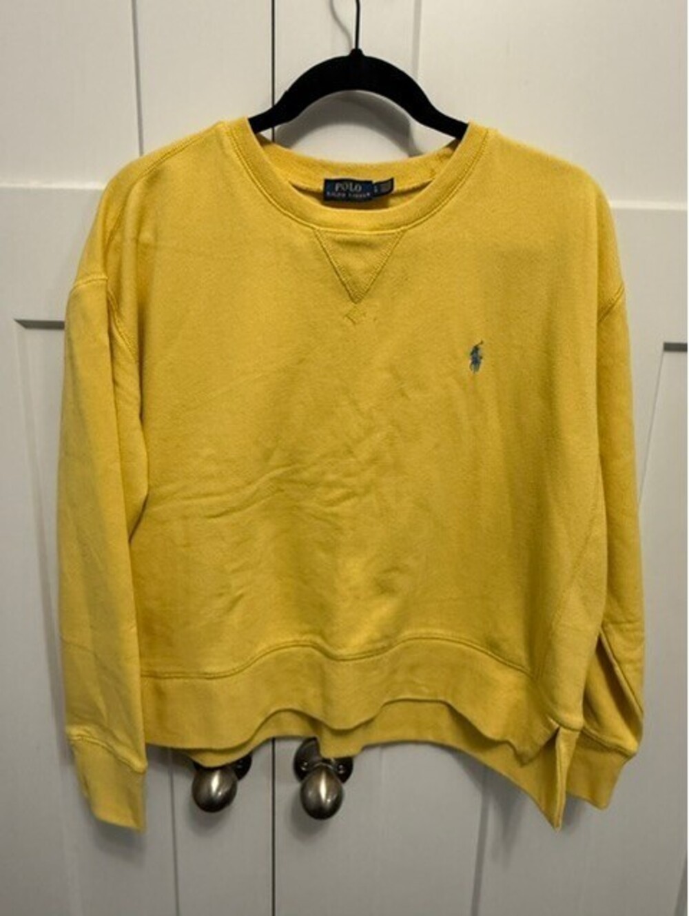 Polo Ralph Lauren fleece yellow oversized crewneck women's size Large